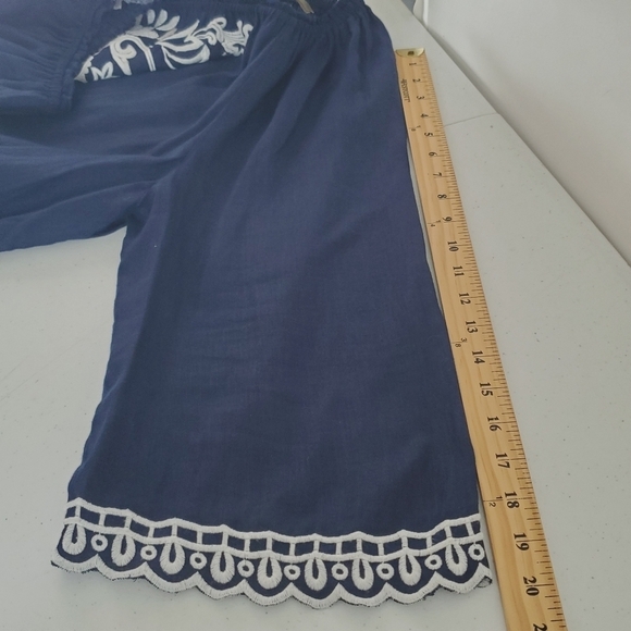 Charter Club 100% Linen Top Size 2X Embroidered Flowy Loose Kimono Sleeve Blouse - Picture 8 of 12